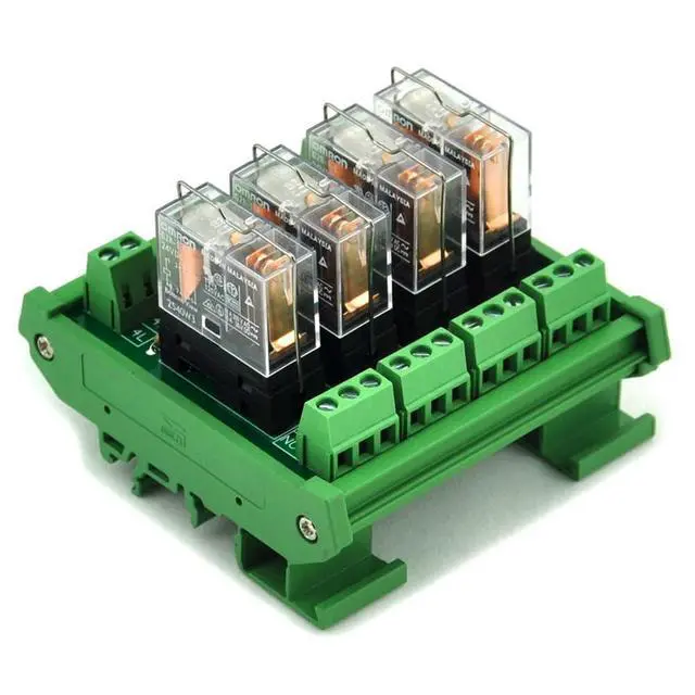Alt view image 2 of 6 - DIN Rail Mount AC/DC 12V Control 4 SPDT 16Amp Pluggable Power Relay Module, G2R-1-E