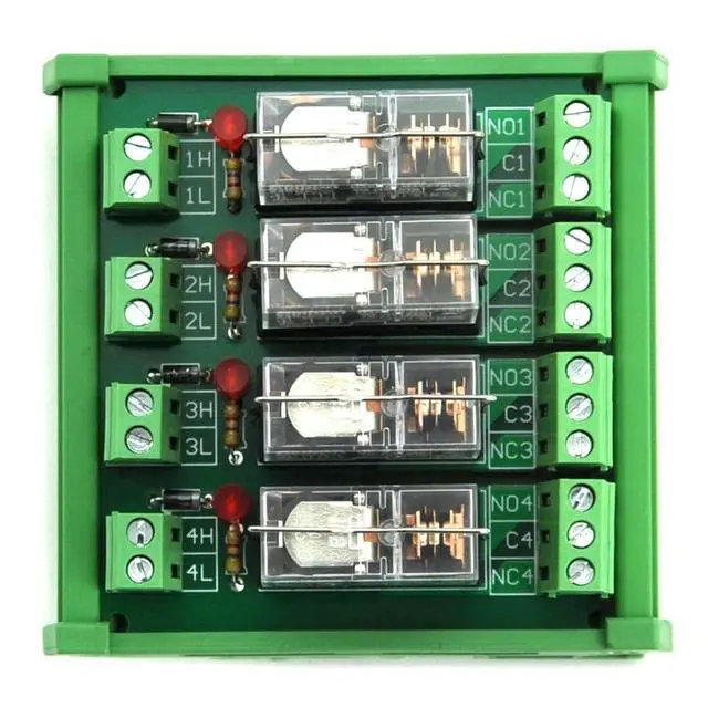 Alt view image 3 of 6 - DIN Rail Mount AC/DC 12V Control 4 SPDT 16Amp Pluggable Power Relay Module, G2R-1-E