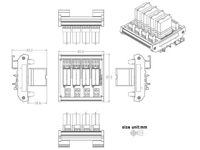 Alt view image 6 of 6 - DIN Rail Mount AC/DC 12V Control 4 SPDT 16Amp Pluggable Power Relay Module, G2R-1-E