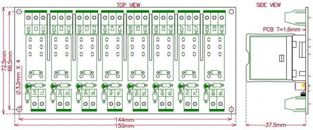 Alt view image 4 of 4 - DIN Rail Mount AC/DC 24V Control 8 SPDT 16Amp Pluggable Power Relay Module, G2R-1-E