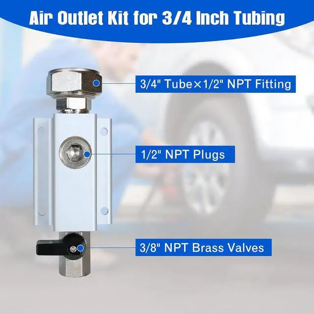 Alt view image 2 of 7 - 2PCS 3/4'' Compressed Air Outlet Kit, 1/2 Inch NPT Outlet Port, Only for 3/4 Inch Compressed Air Piping System, Equipped with Straight Air Piping Fittings and Brass Valves