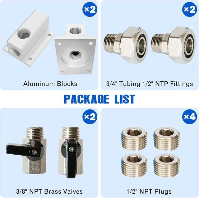 Alt view image 4 of 7 - 2PCS 3/4'' Compressed Air Outlet Kit, 1/2 Inch NPT Outlet Port, Only for 3/4 Inch Compressed Air Piping System, Equipped with Straight Air Piping Fittings and Brass Valves