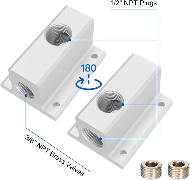 Alt view image 5 of 7 - 2PCS 3/4'' Compressed Air Outlet Kit, 1/2 Inch NPT Outlet Port, Only for 3/4 Inch Compressed Air Piping System, Equipped with Straight Air Piping Fittings and Brass Valves