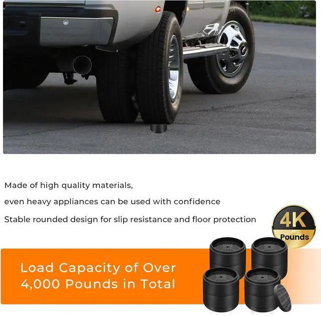 Alt view image 6 of 7 - Furniture Risers Bed Risers Heavy Duty 1 inch, 2 inch, 3 inch, 4 inch Round Adjustable Bed Lifts Riser for Desk Legs Table Couch Sofa Chair Refrigerator Washing Machine (1 Inch, Black, 32 Pack)