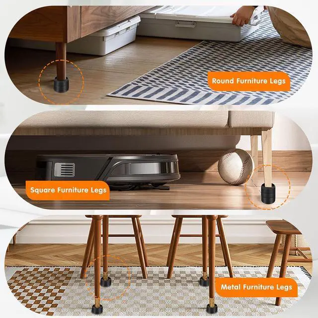 Alt view image 7 of 7 - Furniture Risers Bed Risers Heavy Duty 1 inch, 2 inch, 3 inch, 4 inch Round Adjustable Bed Lifts Riser for Desk Legs Table Couch Sofa Chair Refrigerator Washing Machine (1 Inch, Black, 32 Pack)