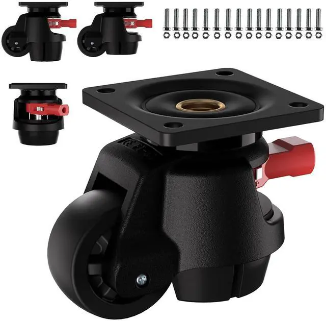 Main image of Heavy Duty Leveling Casters Set of 4, 2200LBS Load Capacity Adjustable Leveling Feet, Retractable Swivel Industrial Plate Casters for Workbench, Machine, Equipment & Furniture 2 Inch FT60