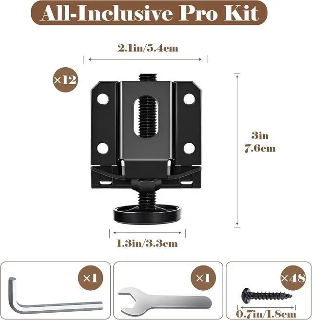 Alt view image 7 of 7 - Heavy Duty Leveling Feet, 12 Pack Adjustable Furniture Levelers with 3960LB Capacity, 2" Height Adjustment, No-Flip Furniture Installation Hex Nut Design for Flawless Leveling