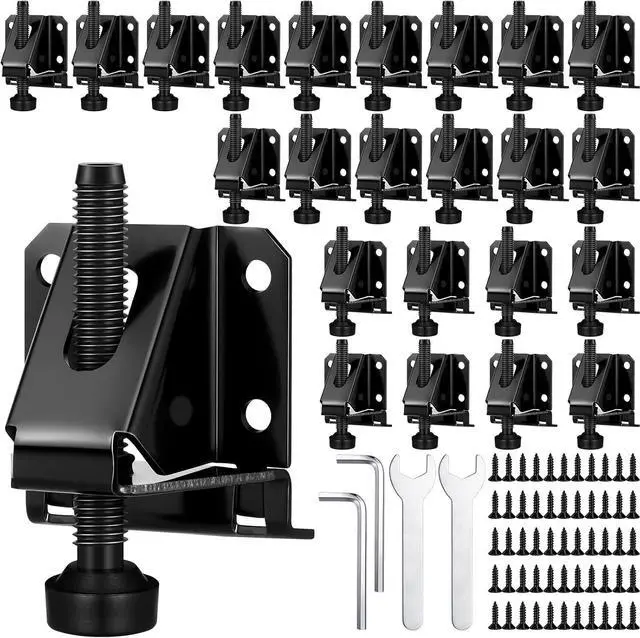 Main image of 24 Pack Heavy Duty Leveling Feet Workbench Leveling Legs Furniture Levelers Leg with Screws, Lock Wrench, 2.3 inch Adjustable Height, Leveler for Workbench, Furniture, Table, Cabinets (Black)