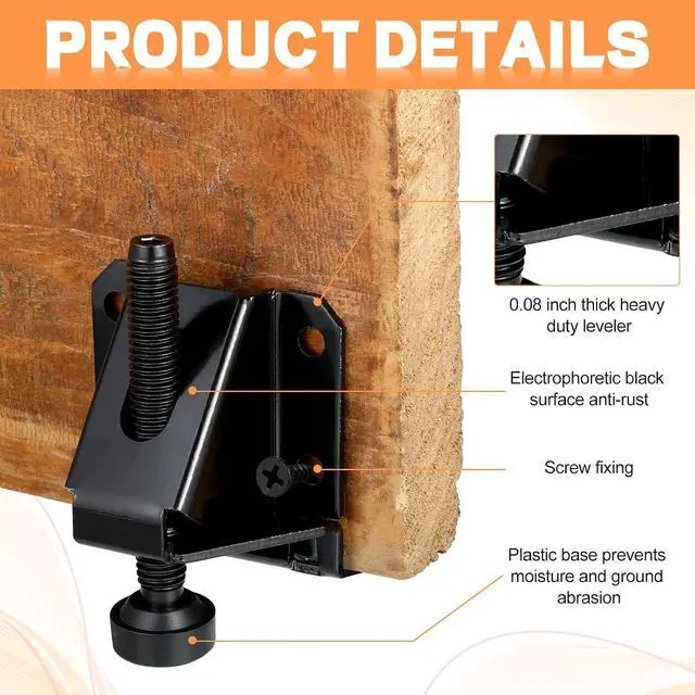 Alt view image 3 of 7 - 24 Pack Heavy Duty Leveling Feet Workbench Leveling Legs Furniture Levelers Leg with Screws, Lock Wrench, 2.3 inch Adjustable Height, Leveler for Workbench, Furniture, Table, Cabinets (Black)