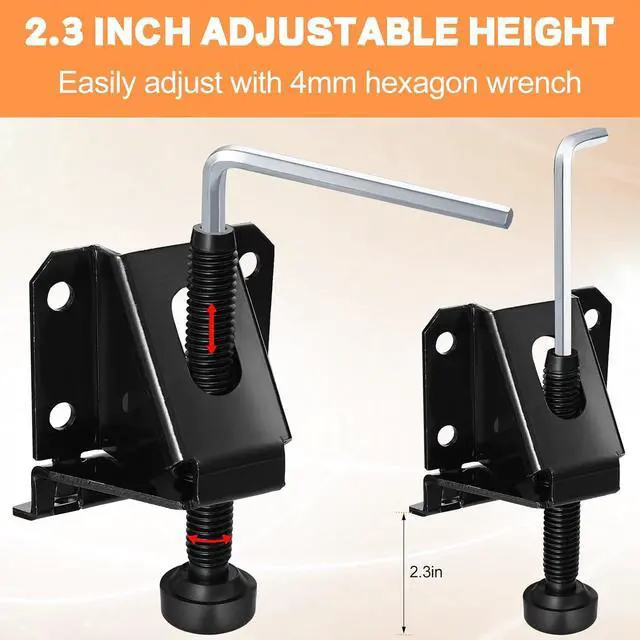 Alt view image 4 of 7 - 24 Pack Heavy Duty Leveling Feet Workbench Leveling Legs Furniture Levelers Leg with Screws, Lock Wrench, 2.3 inch Adjustable Height, Leveler for Workbench, Furniture, Table, Cabinets (Black)