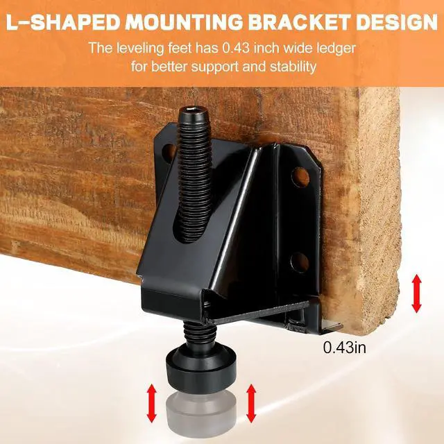 Alt view image 5 of 7 - 24 Pack Heavy Duty Leveling Feet Workbench Leveling Legs Furniture Levelers Leg with Screws, Lock Wrench, 2.3 inch Adjustable Height, Leveler for Workbench, Furniture, Table, Cabinets (Black)