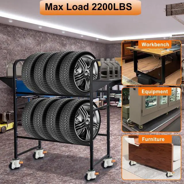 Alt view image 7 of 7 - Leveling Stem Casters, M12 Thread Casters Set of 4 Heavy Duty with Leveling feet, 2200 LBS Retractable Caster Wheels with Upgraded Ratchet Arm, Adjustable Height Casters for Workbench, Machine