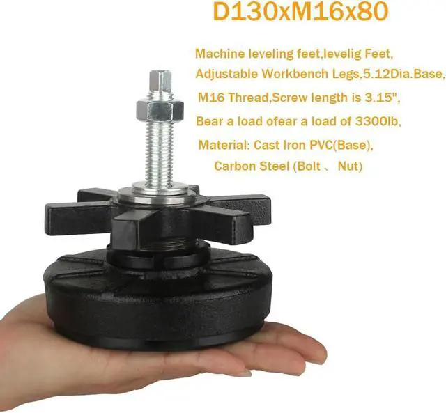 Alt view image 2 of 6 - Heavy Duty leveling Feet ,3300 lb Capacity ,M16 Thread,5.12" Dia Base,1 Pcs