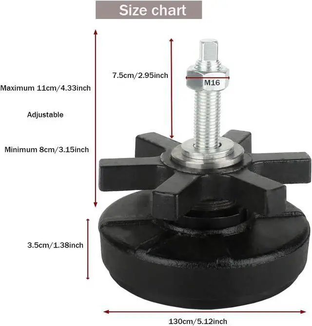 Alt view image 3 of 6 - Heavy Duty leveling Feet ,3300 lb Capacity ,M16 Thread,5.12" Dia Base,1 Pcs