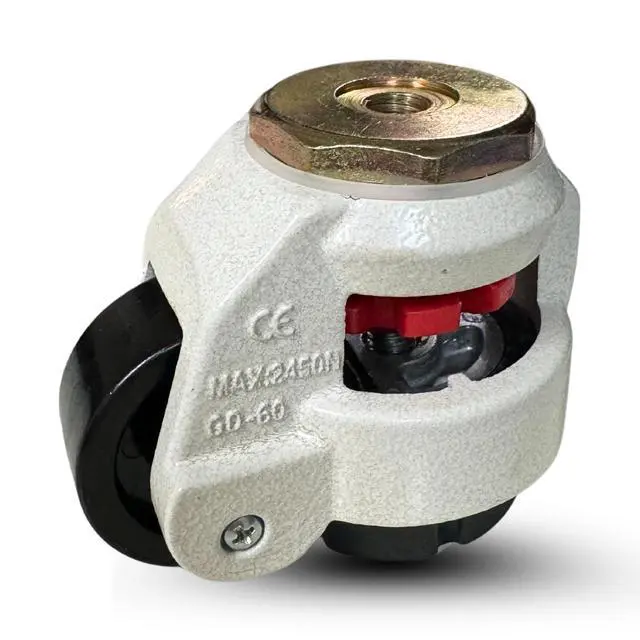 Alt view image 2 of 6 - TP-60F - Retractable Leveling Machine Plate Casters w/ 2" Wheel - 4 Pack - 2,400 lbs Per Set + Hardware (Stem Leveling Sets, W/ 12MM Threaded Stem & Nuts)