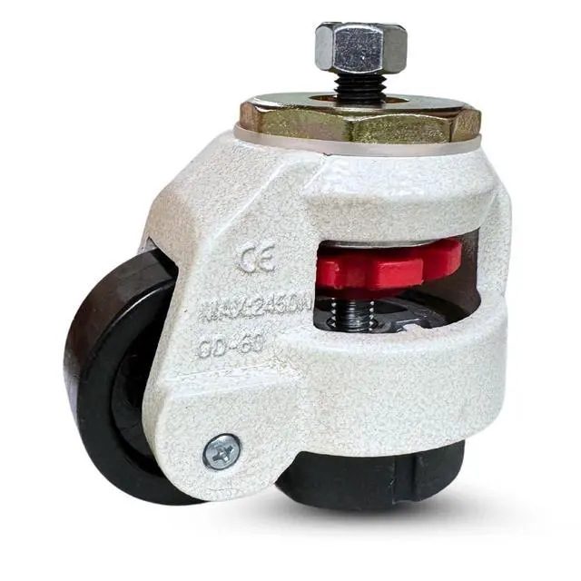 Alt view image 3 of 6 - TP-60F - Retractable Leveling Machine Plate Casters w/ 2" Wheel - 4 Pack - 2,400 lbs Per Set + Hardware (Stem Leveling Sets, W/ 12MM Threaded Stem & Nuts)