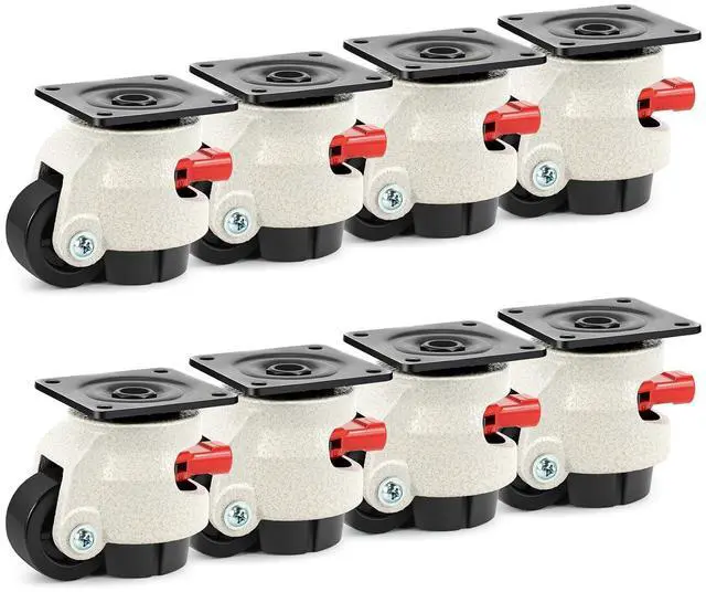 Main image of Leveling Casters Heavy Duty with Upgraded Ratchet Handle Design, 360 Degree Swivel Castor Wheels, Adjustable Casters with Feet for Workbench, Machine, Total Capacity 2200 Lbs (8 Pack)