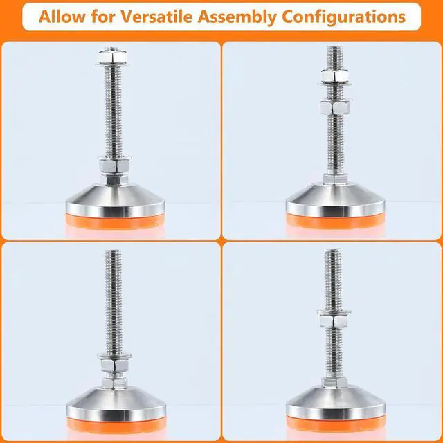 Alt view image 4 of 7 - Heavy Duty 3000 lb Capacity Stainless Steel Adjustable Leveling Feet for Shelving,Machinery Devices, Workbench,Furniture,M14 Thread, 3.11inches Dia Base, Anti-Slip Nylon Pad