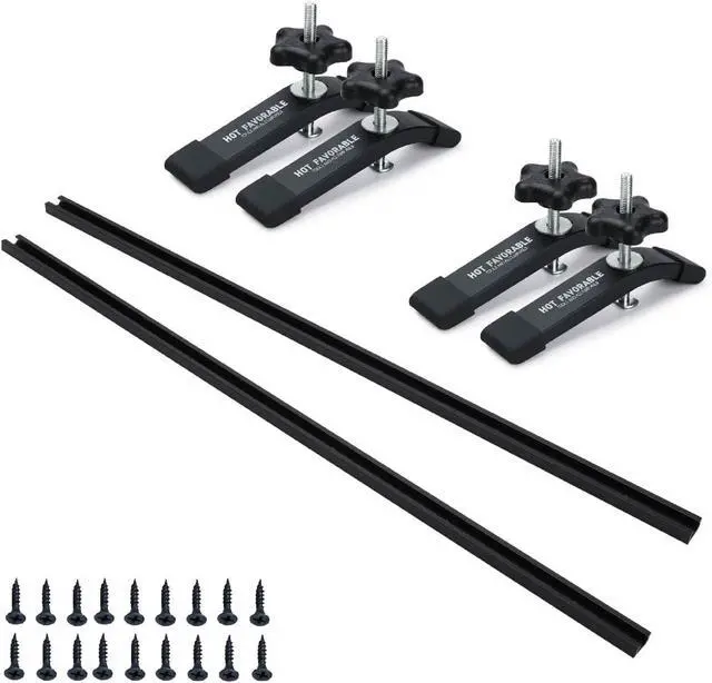 Alt view image 2 of 7 - Aluminum 2pk 36" T-Track for Woodworking with 4pk Hold-Down Clamps-Woodworking and Clamps-Fine Sandblast Black Anodized