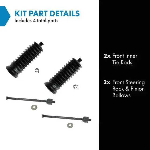 Alt view image 2 of 6 - Front Driver & Passenger Side Inner Steering Kit Steering Rack & Pinion Bellow Tie Rod Compatible with 1993-1997 Subaru Impreza 1990-2004 Legacy 2000-2004 Outback