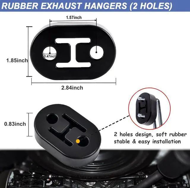 Alt view image 4 of 7 - Heavy Duty Rubber Exhaust Hanger Rod Set, 7.6" Long 3/8"Rod 90° + 10" Long Straight Muffler Hanger + 2 Hole 4 Hole Rubber EPDM Bushing Exhaust Rubber Hanger for Automotive (16Pcs)