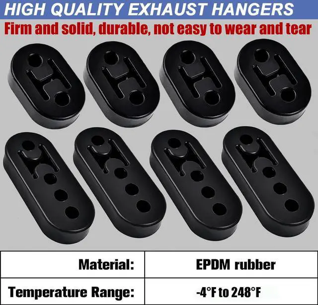 Alt view image 6 of 7 - Heavy Duty Rubber Exhaust Hanger Rod Set, 7.6" Long 3/8"Rod 90° + 10" Long Straight Muffler Hanger + 2 Hole 4 Hole Rubber EPDM Bushing Exhaust Rubber Hanger for Automotive (16Pcs)