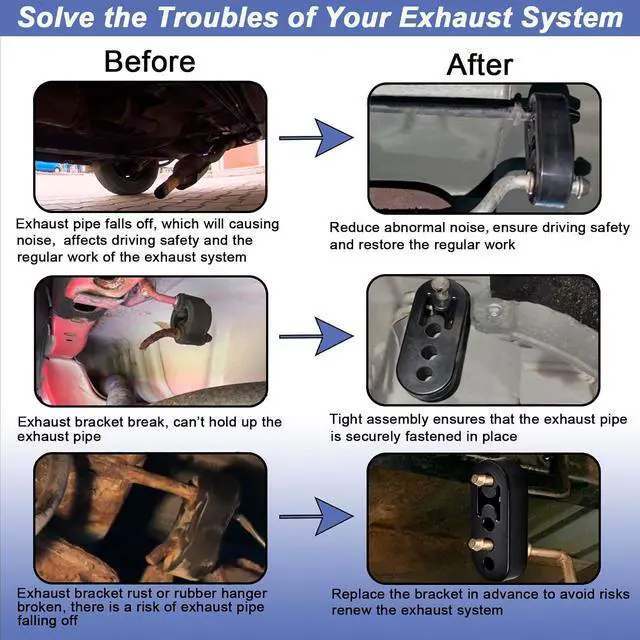 Alt view image 7 of 7 - Heavy Duty Rubber Exhaust Hanger Rod Set, 7.6" Long 3/8"Rod 90° + 10" Long Straight Muffler Hanger + 2 Hole 4 Hole Rubber EPDM Bushing Exhaust Rubber Hanger for Automotive (16Pcs)