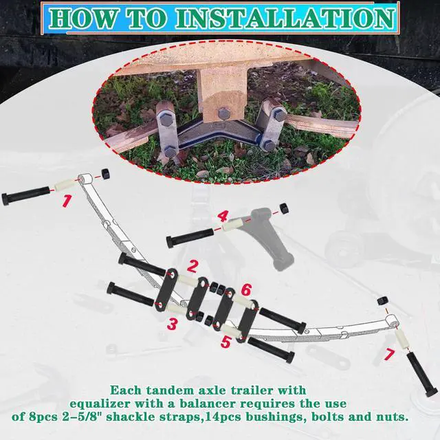 Alt view image 2 of 6 - 2 Pack 2-5/8" Tandem Axle Trailer Shackle Kit