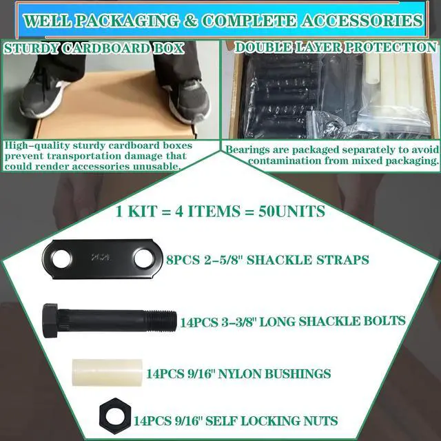 Alt view image 4 of 6 - 2 Pack 2-5/8" Tandem Axle Trailer Shackle Kit
