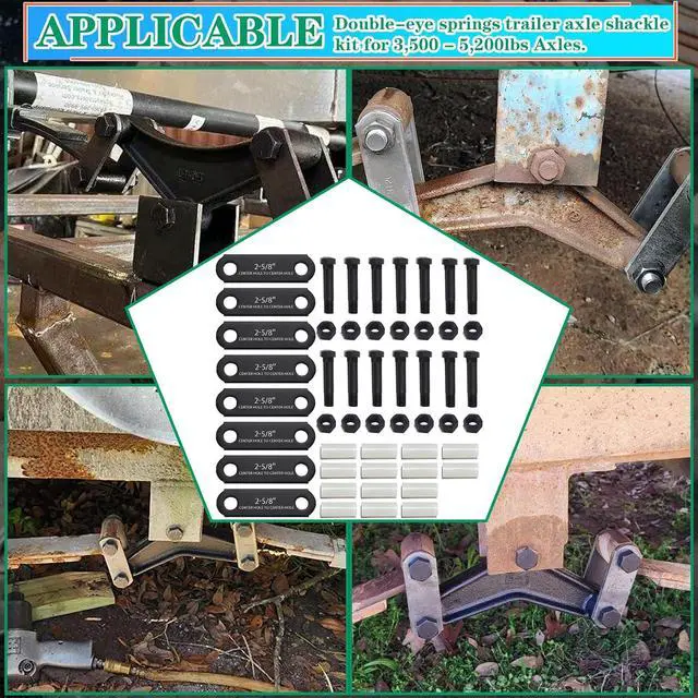 Alt view image 6 of 6 - 2 Pack 2-5/8" Tandem Axle Trailer Shackle Kit
