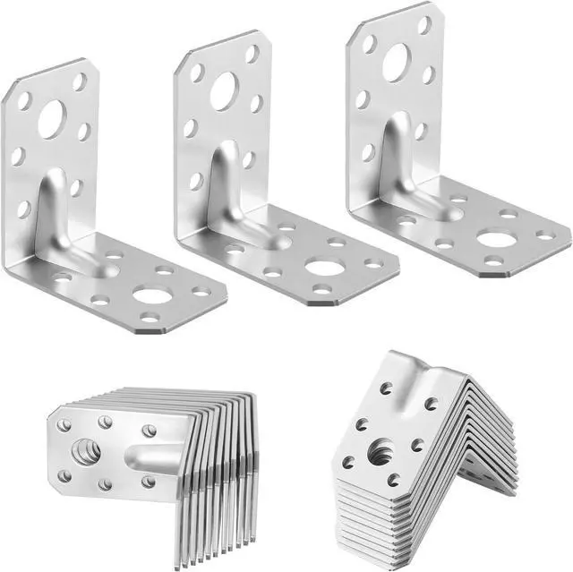 Main image of 100PCS Shelf Brackets 2 inch L Brackets for Shelves Heavy Duty Stainless Steel Corner Brackets for Wood Right Angle Bracket 52x52mm Hardware Brackets for Wood Framing Furniture Reinforcement