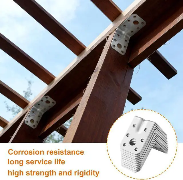 Alt view image 5 of 7 - 100PCS Shelf Brackets 2 inch L Brackets for Shelves Heavy Duty Stainless Steel Corner Brackets for Wood Right Angle Bracket 52x52mm Hardware Brackets for Wood Framing Furniture Reinforcement