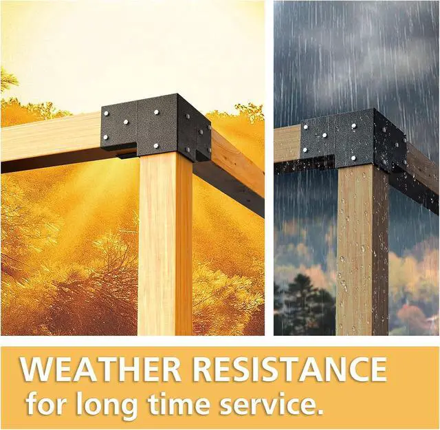 Alt view image 5 of 6 - Pergola Kit Corner Brackets for 4x4(3.5inchx3.5inch) Wood Posts, Powder Coated Steel Made, 3-Way 90°Angle for Hunting Blind, Deer Stand