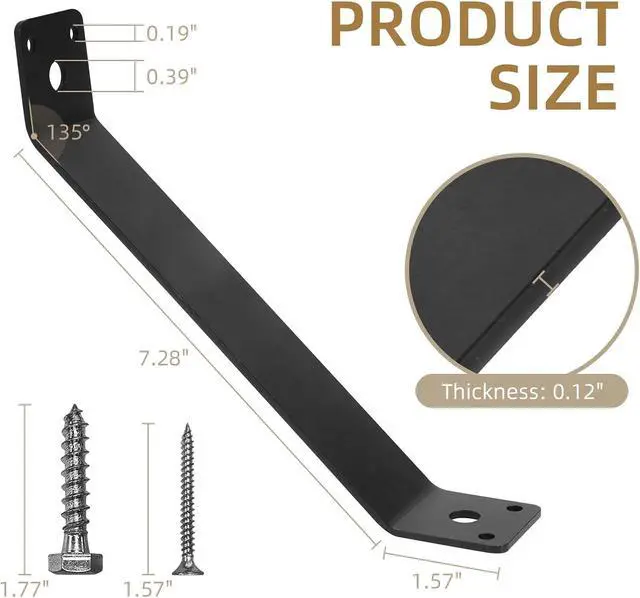 Alt view image 3 of 7 - Inside Mount 45-Degree Angle Bracket, 8 Pcs 7-1/4'' x 1-1/2'' Heavy Duty Connector Corner Brace Inside Joint for Wood Post and Beam Desk Edge Box Pergola Gazebo DIY Kit