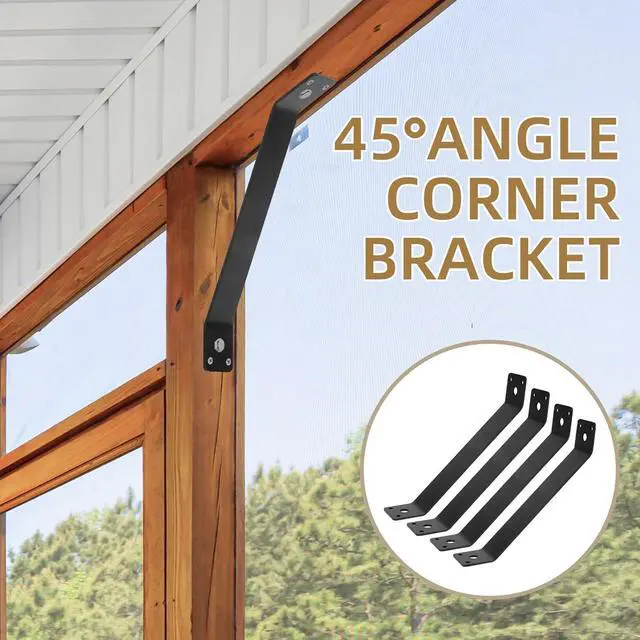 Alt view image 4 of 7 - Inside Mount 45-Degree Angle Bracket, 8 Pcs 7-1/4'' x 1-1/2'' Heavy Duty Connector Corner Brace Inside Joint for Wood Post and Beam Desk Edge Box Pergola Gazebo DIY Kit