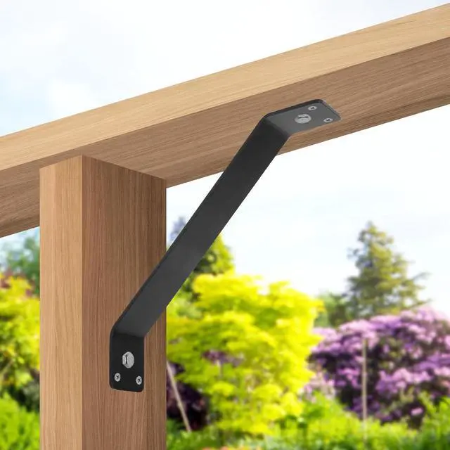 Alt view image 7 of 7 - Inside Mount 45-Degree Angle Bracket, 8 Pcs 7-1/4'' x 1-1/2'' Heavy Duty Connector Corner Brace Inside Joint for Wood Post and Beam Desk Edge Box Pergola Gazebo DIY Kit