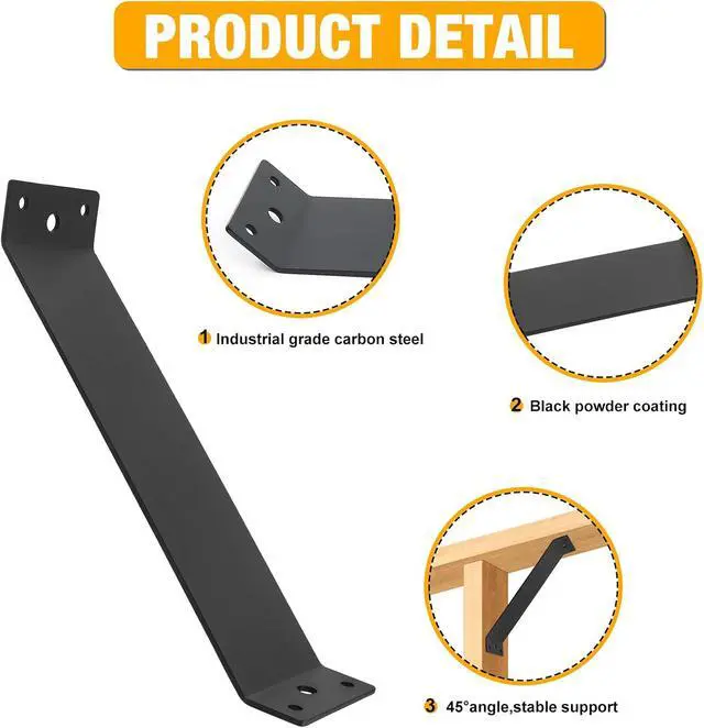 Alt view image 4 of 7 - 45-Degree Angle Bracket,4pcs 11"x3" Corner Brace Support