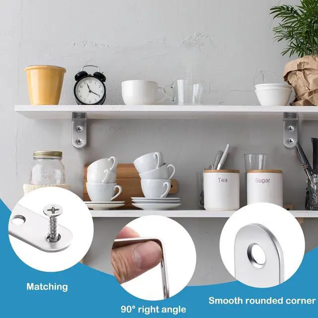Alt view image 4 of 7 - 100 Pcs L Shaped Bracket Corner Brace Stainless Steel 90 Degree Corner Brace Heavy Duty Right Angle Bracket for Wood Furniture Chair Drawer Cabinet with Screws (1.57 x 1.57 Inch)