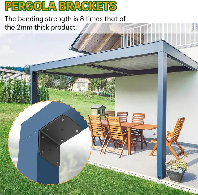 Alt view image 5 of 7 - 6x6x5 L Brackets Heavy Duty for Pergola, (8pcs) Angle Bracket Metal Corner Brace for Wood,Deck, Shelf, Fence