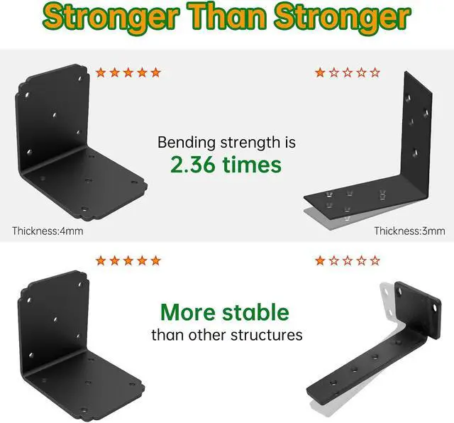 Alt view image 6 of 7 - 6x6x5 L Brackets Heavy Duty for Pergola, (8pcs) Angle Bracket Metal Corner Brace for Wood,Deck, Shelf, Fence