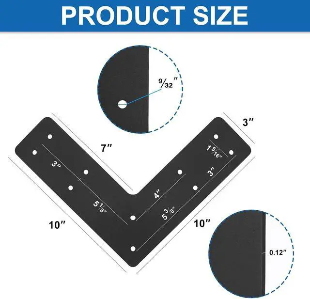 Alt view image 2 of 7 - L Right Angle Bracket 4pcs,10"x10" Mending Plate,L Shape Brackes