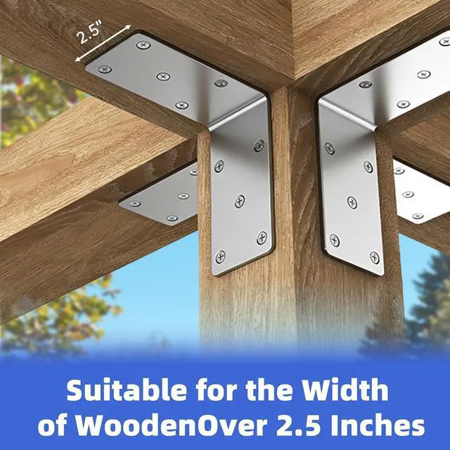Alt view image 5 of 7 - 5"x5"x2.5" Steel L Brackets Right Angle Bracket for Wood Structures