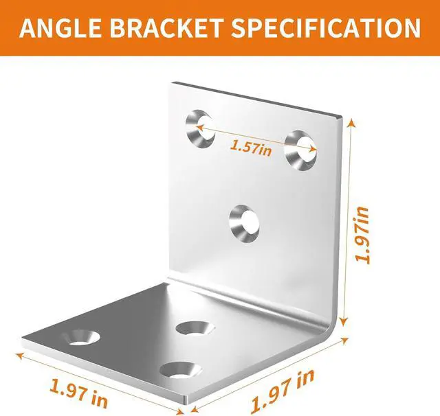 Alt view image 2 of 6 - 40Pcs Stainless Steel Angle Bracket, 2"x2"x2" Heavy Duty L Brackets for Wood, 50MM 2Inch Wide Corner Brackets Metal Corner Brace 90Degree L Shape Bracket for Wooden Frame Bed Furniture Bookshelf