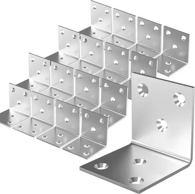 Main image of 40Pcs Stainless Steel Angle Bracket, 2"x2"x2" Heavy Duty L Brackets for Wood, 50MM 2Inch Wide Corner Brackets Metal Corner Brace 90Degree L Shape Bracket for Wooden Frame Bed Furniture Bookshelf
