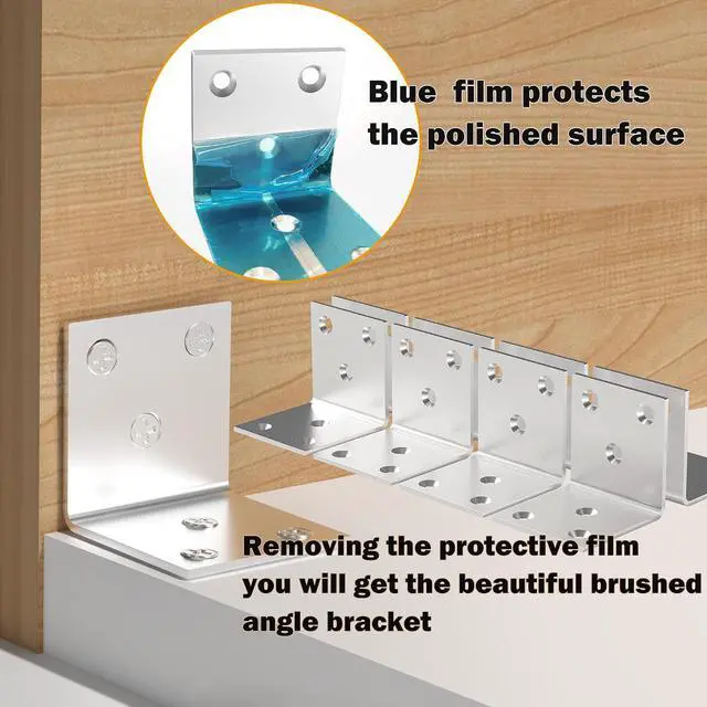 Alt view image 5 of 6 - 40Pcs Stainless Steel Angle Bracket, 2"x2"x2" Heavy Duty L Brackets for Wood, 50MM 2Inch Wide Corner Brackets Metal Corner Brace 90Degree L Shape Bracket for Wooden Frame Bed Furniture Bookshelf