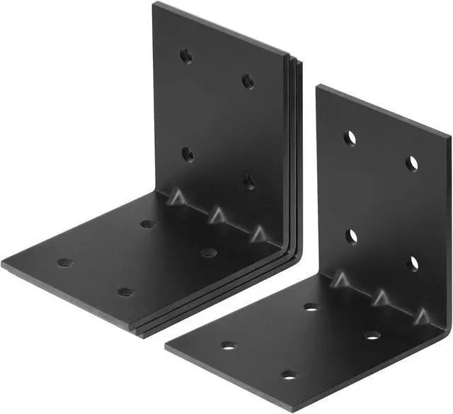 Alt view image 4 of 4 - 4 PCS Black L Angle Bracket for Wood, Heavy Duty Coner Brace, 6"x 6" x 5"