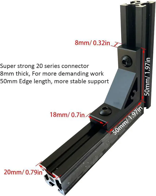 Alt view image 3 of 7 - 20Pcs 2020 Series Aluminum Extrusion Profile Hardware T Slot Corner Bracket
