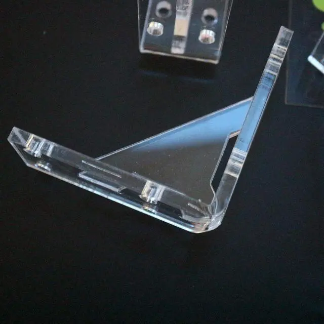 Alt view image 4 of 7 - 4 x V4, 5mm thickness, Reinforced, Strong, Angled L Brackets, Polished Clear Acrylic + 40x M5 Bolts, Clear Right Angle Bracket