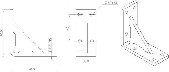 Alt view image 5 of 7 - 4 x V4, 5mm thickness, Reinforced, Strong, Angled L Brackets, Polished Clear Acrylic + 40x M5 Bolts, Clear Right Angle Bracket