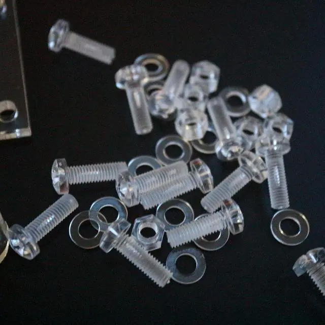 Alt view image 7 of 7 - 4 x V4, 5mm thickness, Reinforced, Strong, Angled L Brackets, Polished Clear Acrylic + 40x M5 Bolts, Clear Right Angle Bracket
